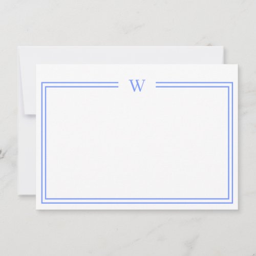 Luxe Initial Personal Stationery Blue Note Card