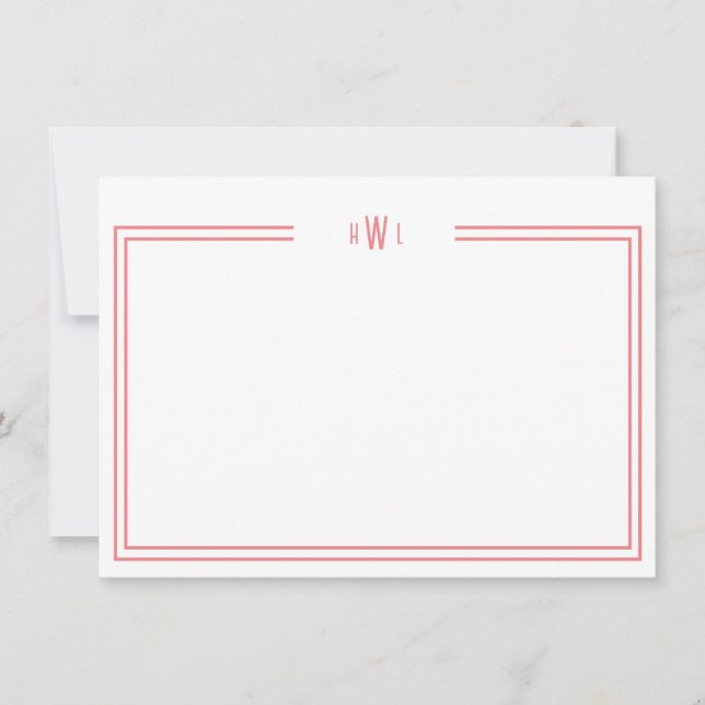 Luxe Initial Personal Stationery Coral Note Card (Front)