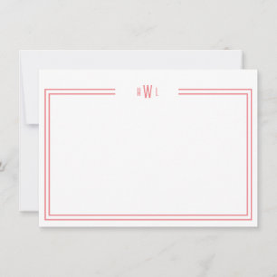 Luxe Initial Personal Stationery Coral Note Card