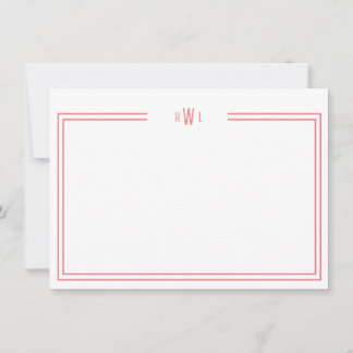 Luxe Initial Personal Stationery Coral Note Card