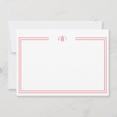 Luxe Initial Personal Stationery Coral Note Card