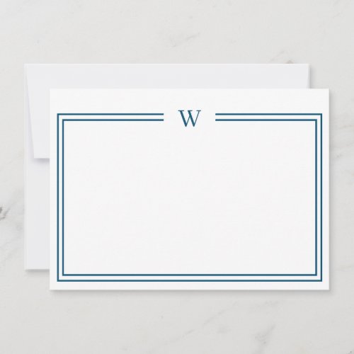 Luxe Initial Personal Stationery Teal Note Card
