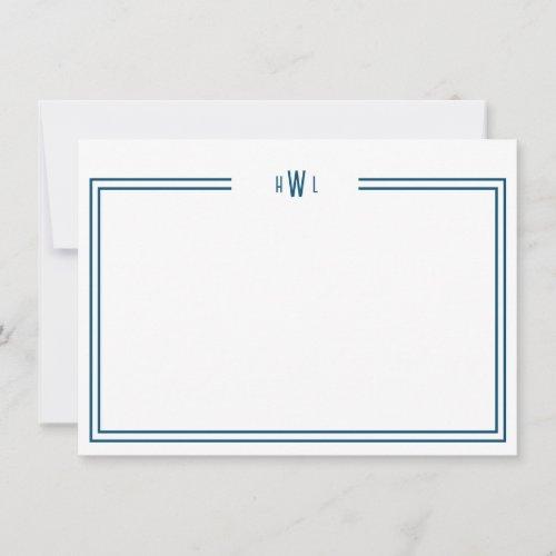 Luxe Initial Personal Stationery Teal Note Card