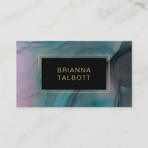 Luxe Ink Wash Jewel Tones Marble Pattern Business Card