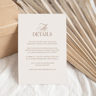 Luxe Ivory and Mocha Taupe   Wedding Guest Details Enclosure Card