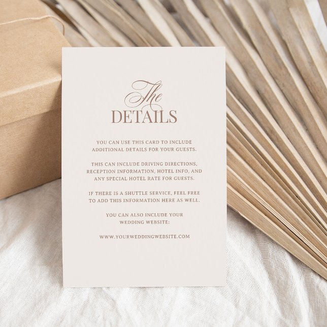 Luxe Ivory and Mocha Taupe | Wedding Guest Details Enclosure Card (Creator Uploaded)