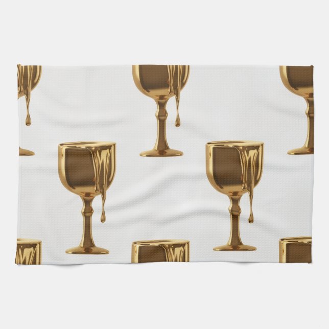 Luxe Kitchen Tea Towels Set: 3D Liquid Gold Flowin (Horizontal)