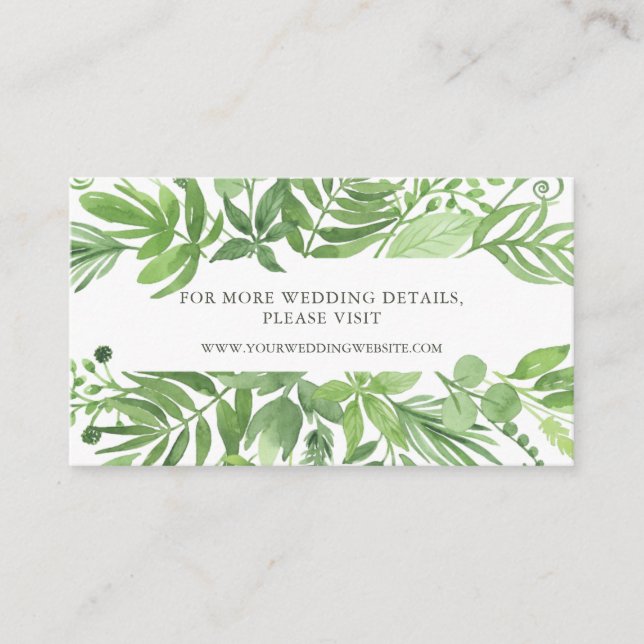 Luxe Leaves | Green Botanical Wedding Website Card (Front)
