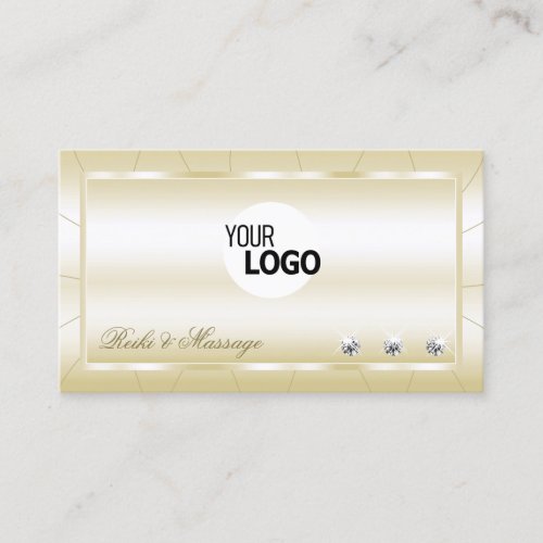 Luxe Light Golden with Diamonds and Logo Luxurious Business Card