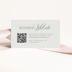 Luxe Light Sage Green   Wedding Website QR Code Enclosure Card