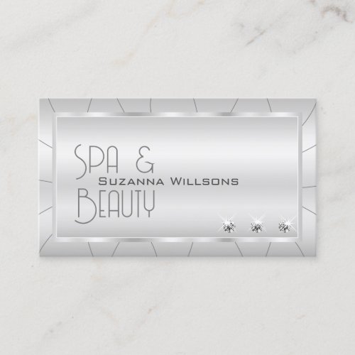 Luxe Light Silver with Diamonds and Logo Luxurious Business Card