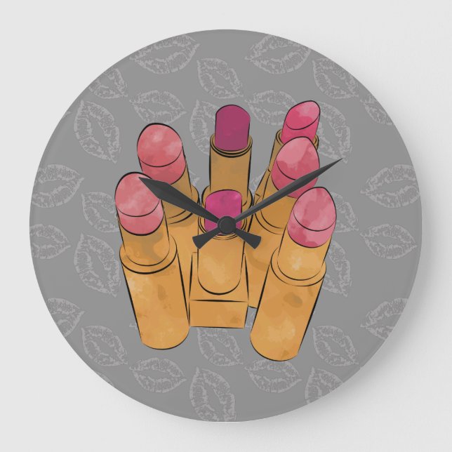 Luxe Lipstick Kiss Large Clock (Front)