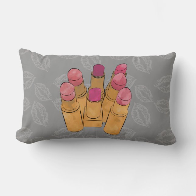 Luxe Lipstick Kiss Lumbar Pillow (Front)