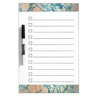 Luxe Marble   Beautiful Coral and Teal Checklist Dry Erase Board