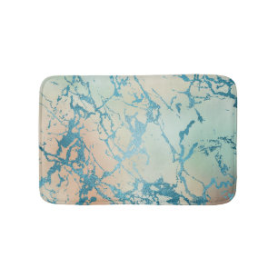 Luxe Marble   Beautiful Yellow and Coral Teal Vein Bath Mat