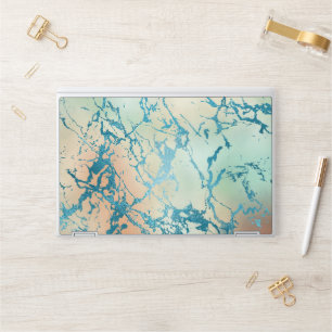 Luxe Marble Beautiful Yellow and Coral Teal Vein HP Laptop Skin