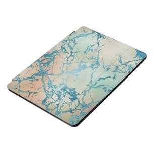 Luxe Marble Beautiful Yellow and Coral Teal Vein iPad Pro Cover