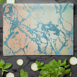 Luxe Marble | Beautiful Yellow and Coral Teal Vein Kitchen Towel<br><div class="desc">Understated and sophisticated marble in a muted watercolor ombre palette of dusty blue, slate gray, silver, and green with gold. This hand-painted gradient adds the perfect pop of color. From the "Modern Watercolor Marbles" collection, this design features abstract fluid swirls creating a cool pattern accented by glitter veins to create...</div>
