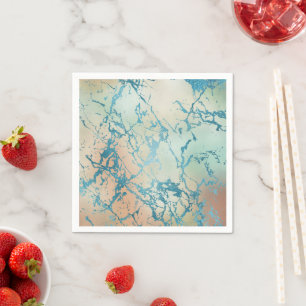 Luxe Marble Beautiful Yellow and Coral Teal Vein Napkins