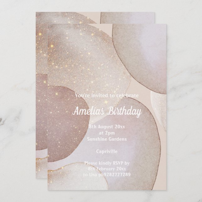 LUXE MARBLE BUBBLE BIRTHDAY  INVITATION (Front/Back)
