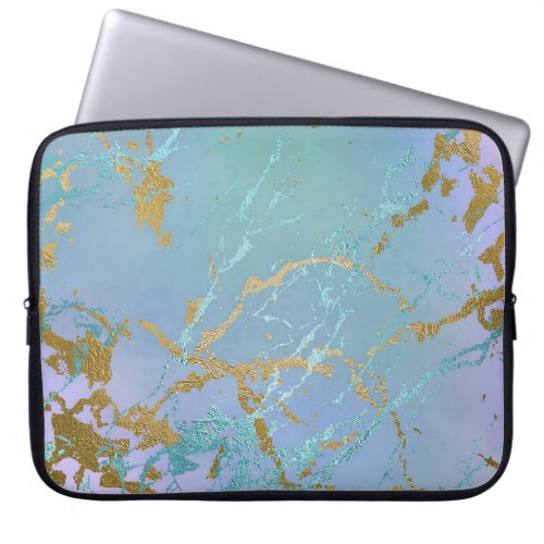 Luxe Marble  Elegant Dusty Muted Jewel Tones Gold Laptop Sleeve