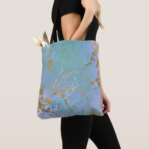 Luxe Marble  Elegant Dusty Muted Jewel Tones Gold Tote Bag