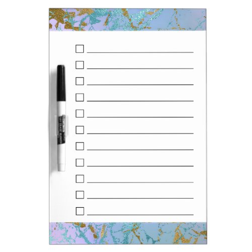 Luxe Marble  Elegant Muted Jewel Tones Checklist Dry Erase Board