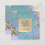 Luxe Marble | Elegant Muted Jewel Tones Monogram Square Business Card