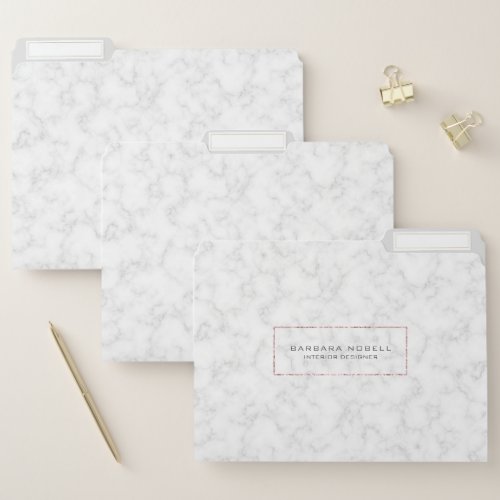 Luxe Marble Luxury Rose Gold Designer File Folder