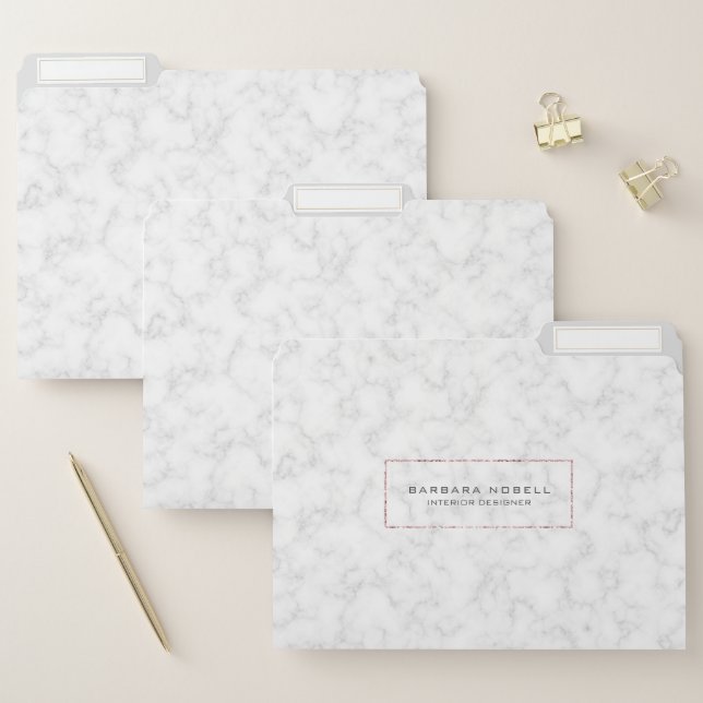 Luxe Marble Luxury Rose Gold Designer File Folder (Set)