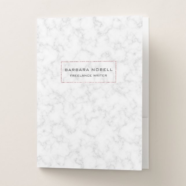 Luxe Marble Luxury Rose Gold Frame Pocket Folder (Front)