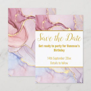 LUXE MARBLE PASTEL SAVE THE DATE RSVP CARD
