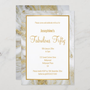 LUXE MARBLE PEARL GOLD 2 CUSTOM INVITATION