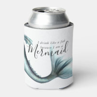 Luxe Mermaid Drink Like a Fish | Teal Aqua Blue Can Cooler