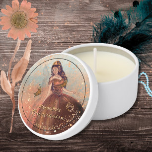 Luxe Metallic Copper Rose Quin Favor Candle Mini Candle Favors