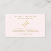 Luxe Minimalist Monogram Gold/Pink Business Card (Back)