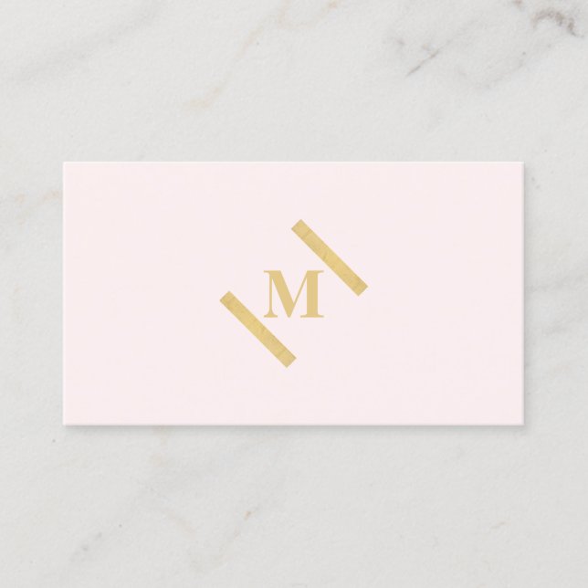 Luxe Minimalist Monogram Gold/Pink Business Card (Front)