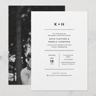 Luxe Minimalist Photo Wedding Invitation