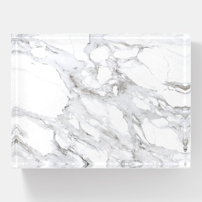 Luxe Minimalist White Marble Paperweight (Front)