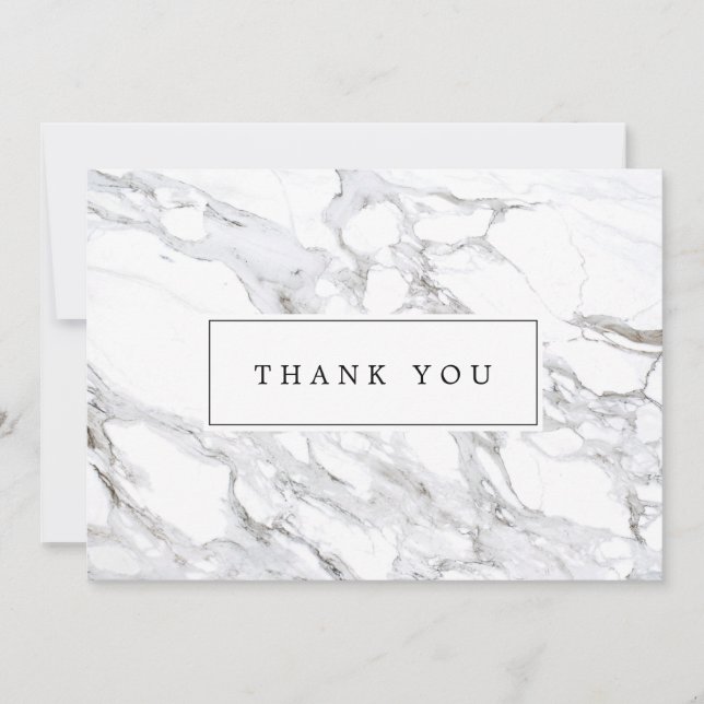 Luxe Minimalist White Marble Thank You  Note Card (Front)