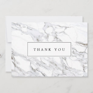 Luxe Minimalist White Marble Thank You Note Card