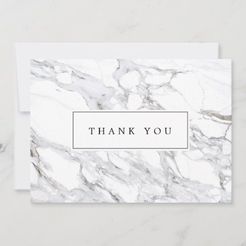 Luxe Minimalist White Marble Thank You  Note Card