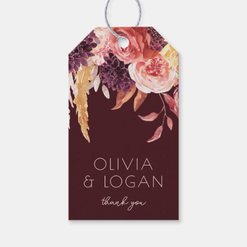 Luxe Modern Autumn Floral Wedding Favor Gift Tags