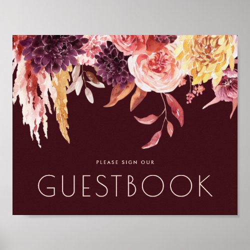 Luxe Modern Autumn Floral Wedding Guestbook Sign