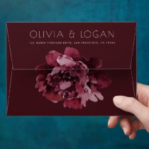 Luxe Modern Autumn Watercolor Floral Wedding Envelope