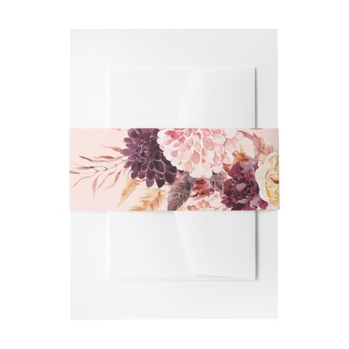 Luxe Modern Autumn Watercolor Floral Wedding Invitation Belly Band