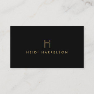 LUXE MODERN BLACK AND GOLD INITIAL MONOGRAM LOGO BUSINESS CARD