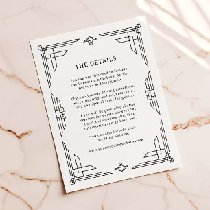 Luxe Modern Deco Wedding Details Letterpress Enclosure Card
