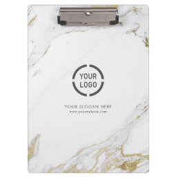 Luxe modern faux gold marble company logo clipboard