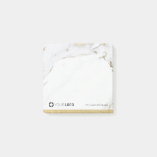 Luxe modern faux gold marble company logo post-it notes